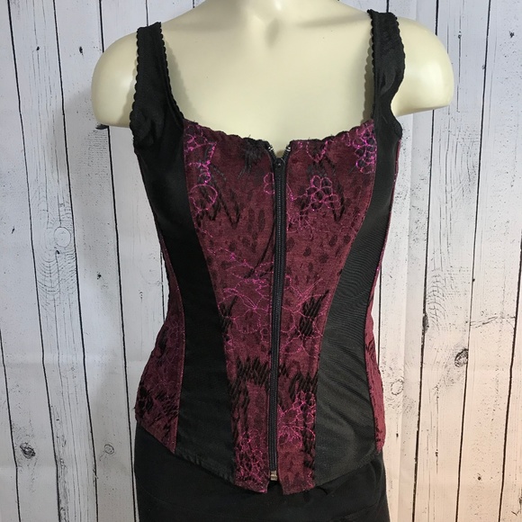 Tesa Other - Tesa full front zipper Corset black burgundy 32